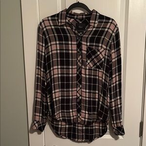 Rails Plaid Black and Pink Ladies’ Button Down Shirt